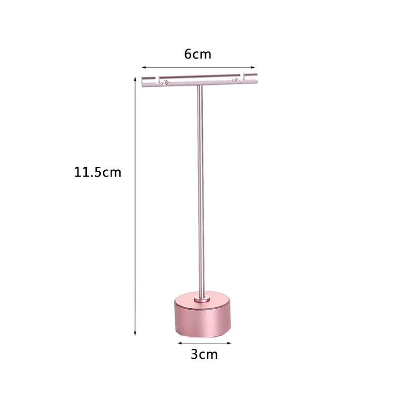 Розовая позолота, металлическая настольная подставка для ювелирных изделий, Т-образная стойка для сережек, держатель с орнаментом, стойка для сережек, вешалка для ушей, подставка, органайзер, круглая основа