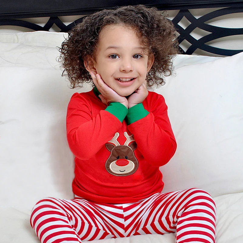Дети маленьких Штаны для девочек с рождественским изображением оленей Толстовка+ длинные штаны, леггинсы Размеры От 2 до 7 лет