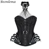 Beonlema Black Gothic Corset Top Women Sexy Faux Leather Burlesque Corsets Red Steampunk Steel Bone Korse Punk Goth Clothing ► Photo 3/6