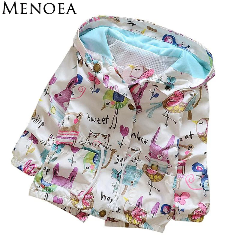 Menoea 2017 Autumn Baby Girls Coats Fashion Style Jackets Hooded Graffiti Printing Outerwear&Coats Kids Children Clothing 4-24M