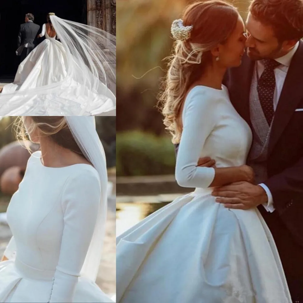 white-a-line-wedding-dresses-with-long-sleeves-ruched-backless-bridal-dresses-plus-size-2019-court-train-boho-wedding-gowns-for-brides_