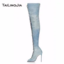 Popular Ladies Cross Lace up Sexy Woman Spring Black Thigh Boots Woman Fashion Peep Toe Cowboy Boots Over Knee Boots Big Size Popular Ladies Cross Lace up Sexy Woman Spring Black Thigh Boots Woman Fashion Peep Toe Cowboy Boots Over Knee Boots Big Size