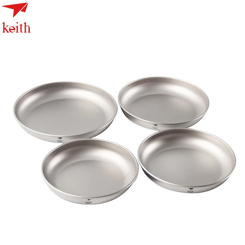 Keith kitchen accessories Titanium food Plates Rice Round Plate 4pcs