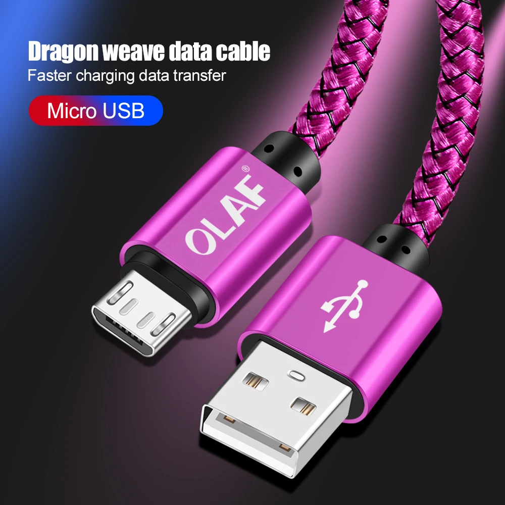 أولاف 3 M المصغّر USB كابل 2.4A سريع شاحن USB كابل بيانات الهاتف المحمول كابل شحن سامسونج Xiaomi هواوي سوني اللوحي كابل
