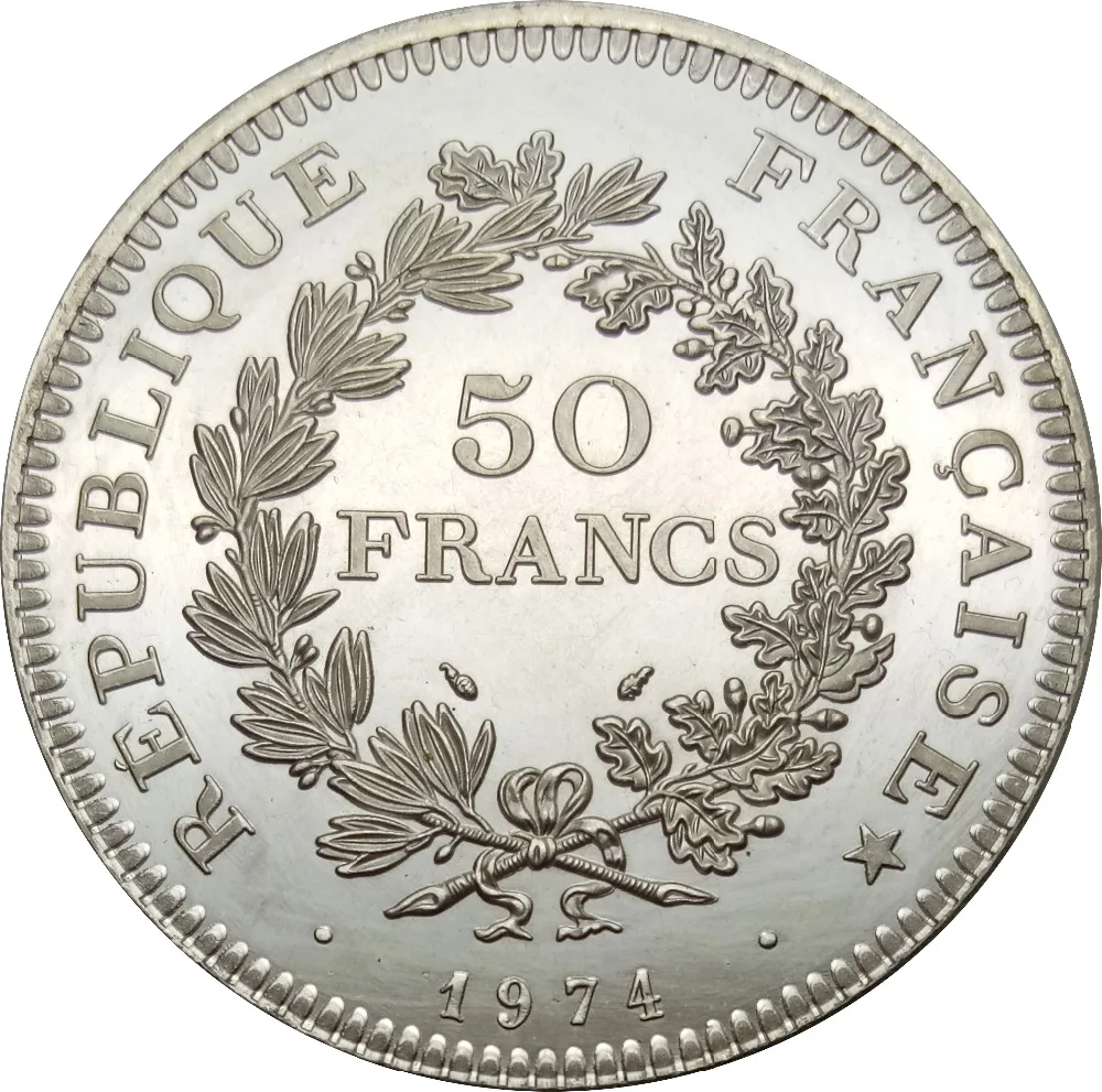 1974 Франция 50 франков Геркулес Мельхиор покрытые серебром коллекционные копии монет
