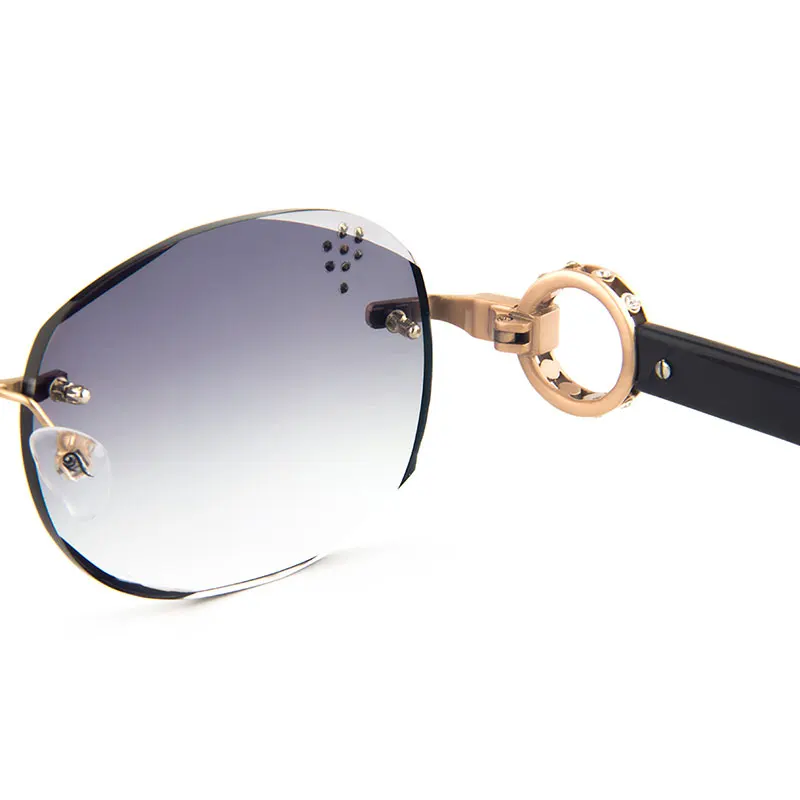 Gmei оптический 032 серый без оправы градиентный тонированные солнцезащитные очки с бриллиантами аксессуары для женщин Sunwear