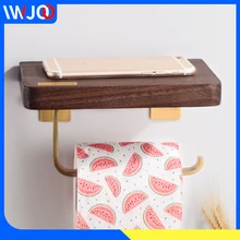 Toilet Paper Holder with Shelf Wood Brass Paper Towel Holder Wall Mounted Bathroom Tissue Roll Paper Holder Phone Rack Decorate Toilet Paper Holder with Shelf Wood Brass Paper Towel Holder Wall Mounted Bathroom Tissue Roll Paper Holder Phone Rack Decorate
