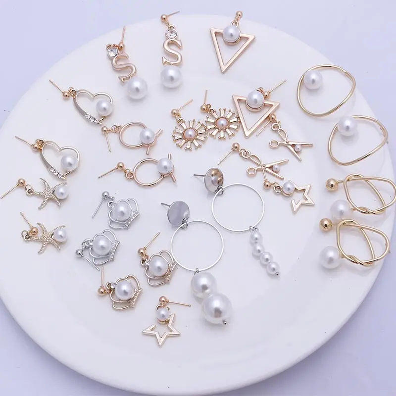 

Heart Star Crown Fashion Gold Earrings for Women Dangling Simulated-pearl and Crystal 2019 Statement Indian Jewelry Earring