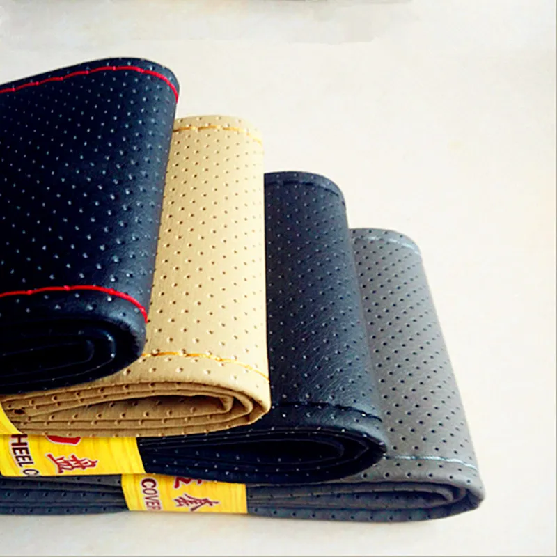 

2016 New Universal braid on the steering wheel Sew Microfiber car steering wheel cover to cover the entire single connector 38cm