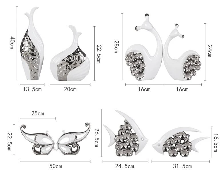 Современная Европейская высококачественная керамическая Посеребренная ваза-улитка, рыбка, Бабочка, статуэтка, украшение для домашнего интерьера, художественное украшение