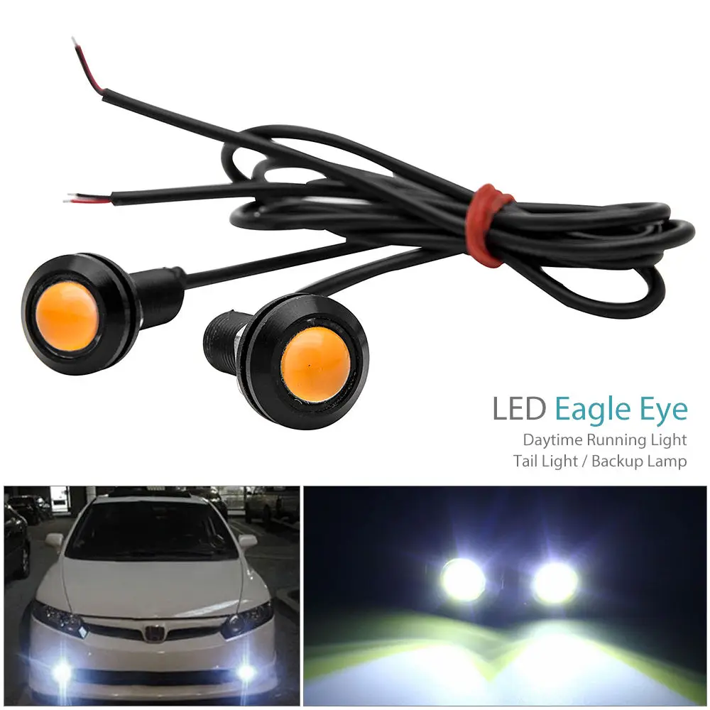 8pcs 18mm Eagle Eye LED Car DRL Daytime Running Lights Automobile Reverse Parking Singal Lamps