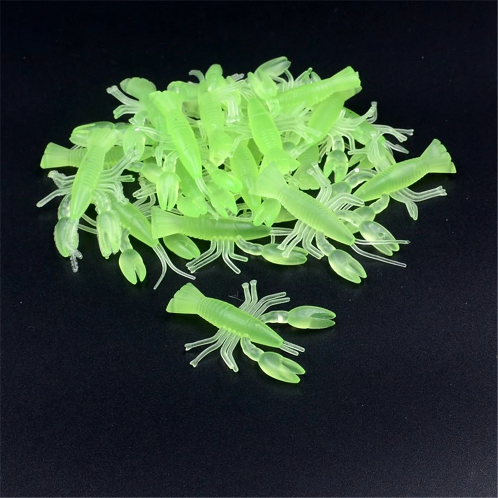 10Pcs Fishing Lure Artificial Fluorescent Green Lobster Silicone Soft