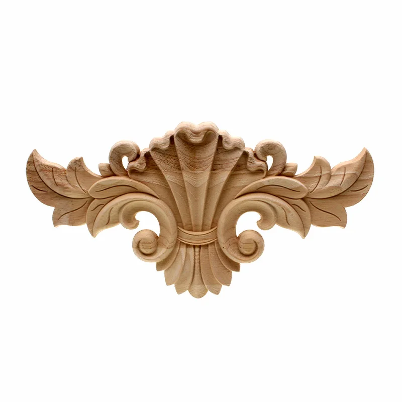 VZLX New Arrival Vintage Wood Carved Corner Onlay Applique Unpainted Furniture Cabinet Decorative Figurines Wooden Miniature DIY