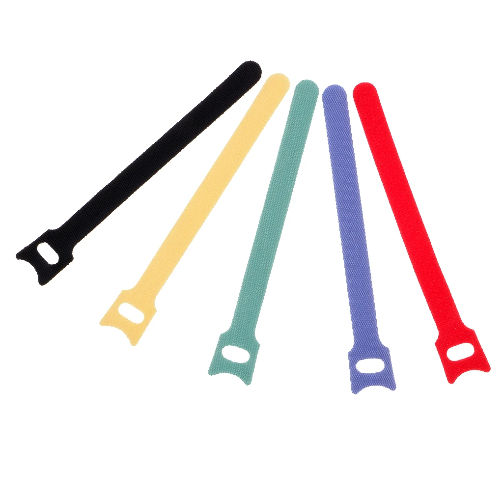 50Pcs Wholesale Durable Reusable Nylon Colorful Strap Hook&Loop Cable Cord Ties Tidy Organizers with Hole Cables Sticky Straps