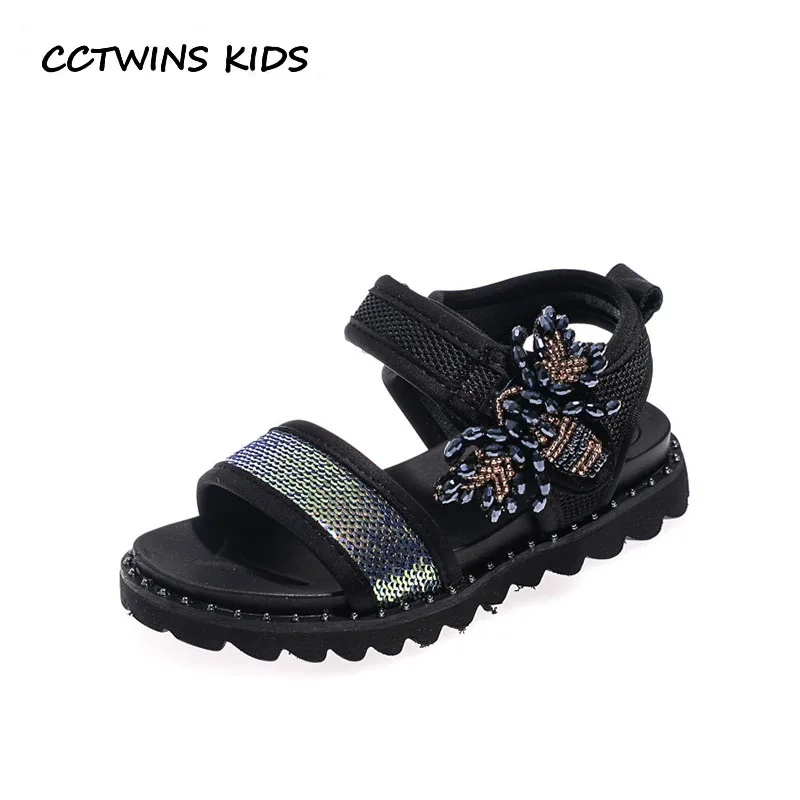 

CCTWINS Kids Shoes 2019 Summer Children Stud Princess Shoe Babys Fashion Glitter Barefoot Sandals Girls Brand Flat PS481