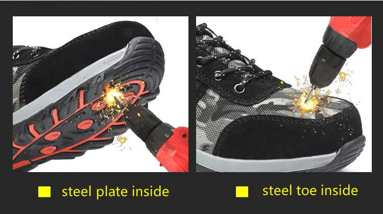 Мужская мода большой размер стальной носок колпачок рабочая обувь анти-прокол рабочий кроссовки рабочие безопасная обувь защитная обувь