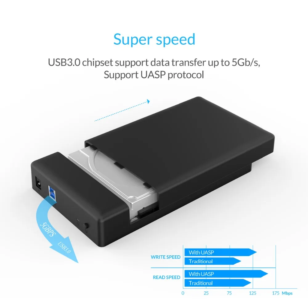 ORICO 3,5 дюйма HDD чехол USB 3,0 5 Гбит/с для SATA поддержка UASP и 8 ТБ накопители предназначены для ноутбука Настольный ПК жесткий диск корпус