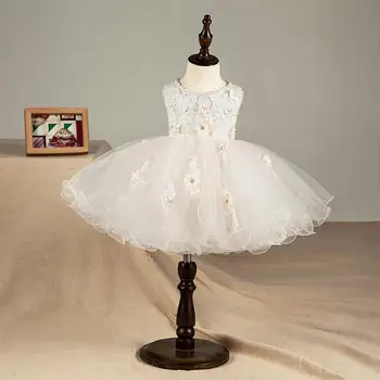 

2019 Kids Girl Lace Mesh Princess Vestido Baby Girl Birthday Wedding Pearl Formal Pageant Dress Children Bead Sequins Dress Q609