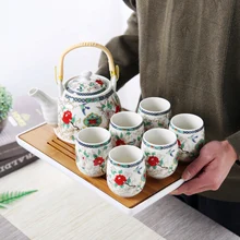 7 шт./лот 1 чайник 6 чайных чашек Цзиндэчжэнь керамический чайный набор посуда для напитков чайная посуда домашняя кофейная чашка для молока воды кружка ручка чайник контейнер