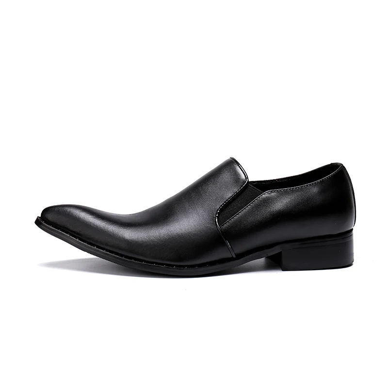 Show Toe Zapatos En Grueso Costura La Negocio Tacón Cuero Resbalón Lujo Hombre Hombres Negro Real Punta De Deslizamiento As Boda wxfXAHqzn0