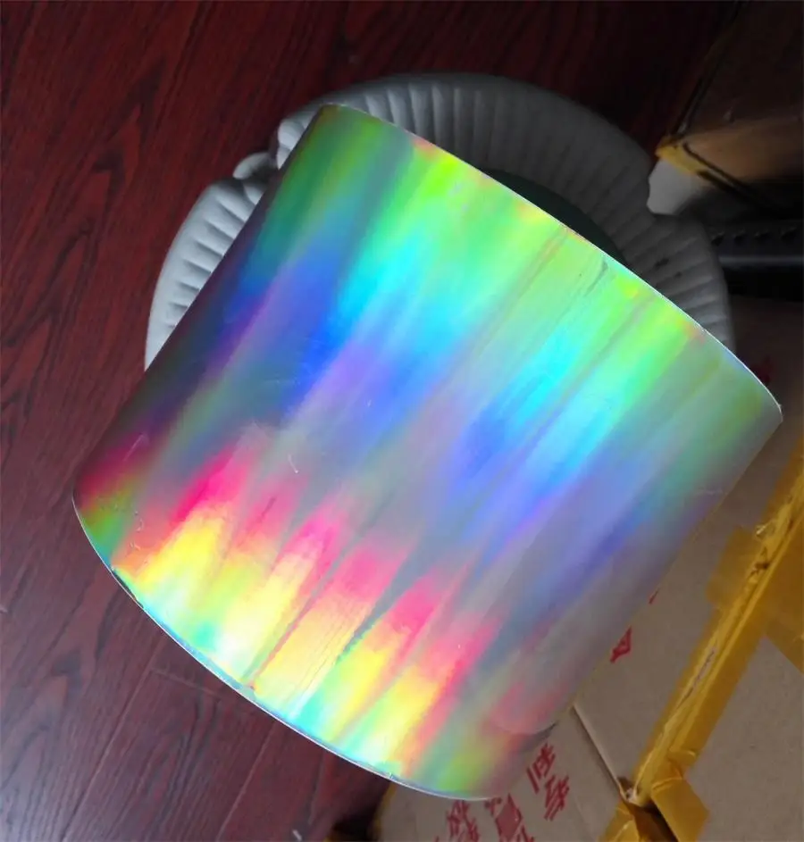 Etiqueta auto-adesiva simples rainbow holográfico Película lisa PP 21cm x 100m no rolo