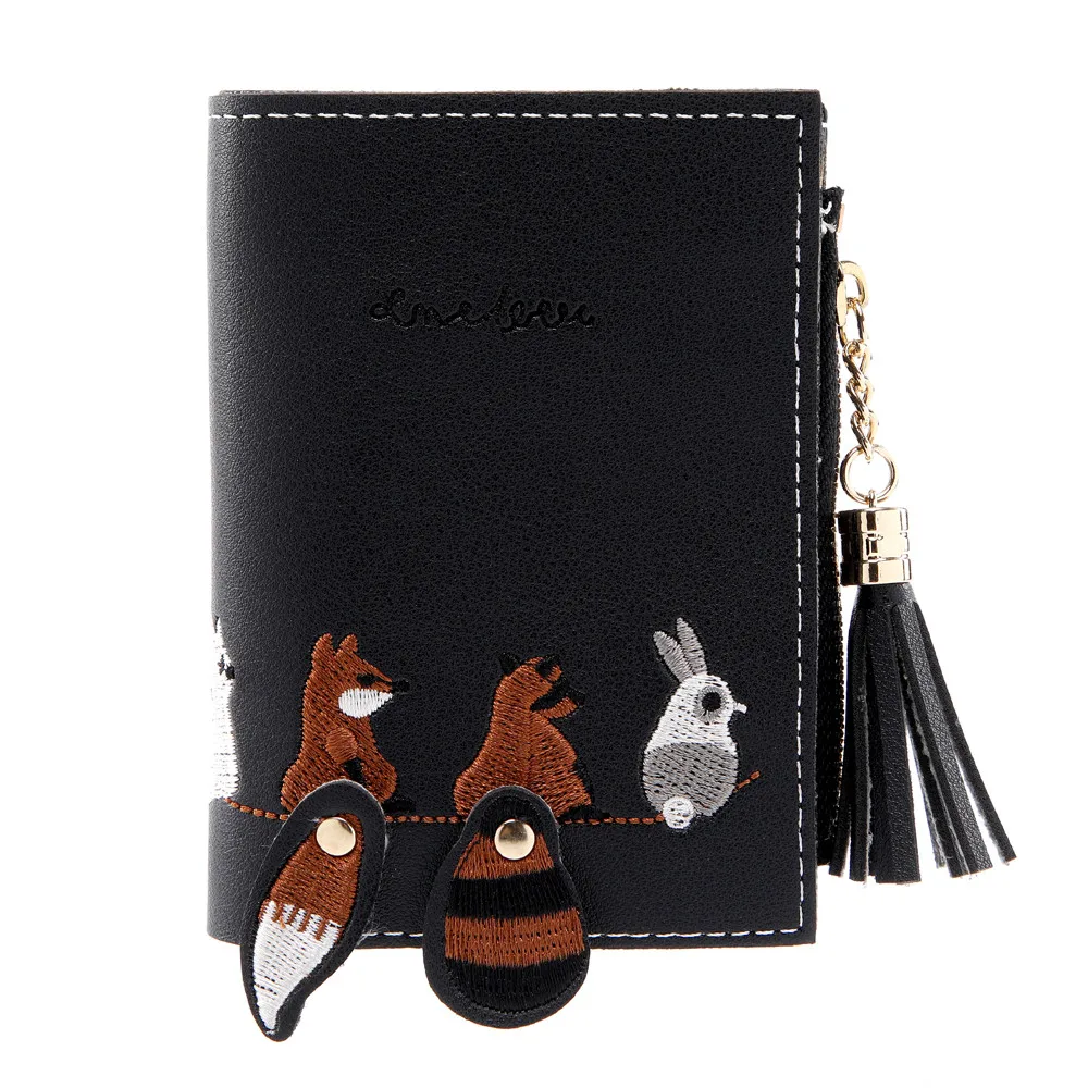 

MOLAVE Wallets & Holders short Women wallet Fox Cat Short designer purse new Tassel Coin Purse Card Holders Handbag Package 9402