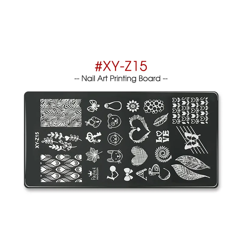 XYZ15 BUKAKI прямоугольная Штамповка ногтей шаблон Желе шахматы Силиконовые пластины трафареты для маникюра печать трафарет Рождественский подарок - Цвет: XYZ15