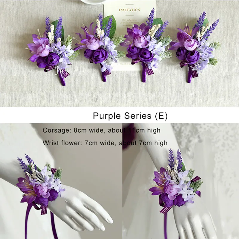 Balance CHO-Bracelet Boutonnière de Mariage pour Homme, Fournitures de Demoiselle d'Honneur, Corsage Violet, Orchidée Injtrash, Bal de Mariage