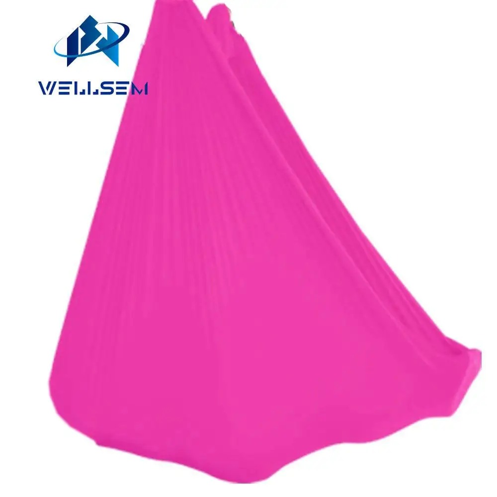 Новые цвета 7 метров ткань летающий Йога-гамак качели трапеции антигравитационная инверсия подвесная растягивающаяся устройство пояса для йоги инструмент Спорта - Цвет: Розовый