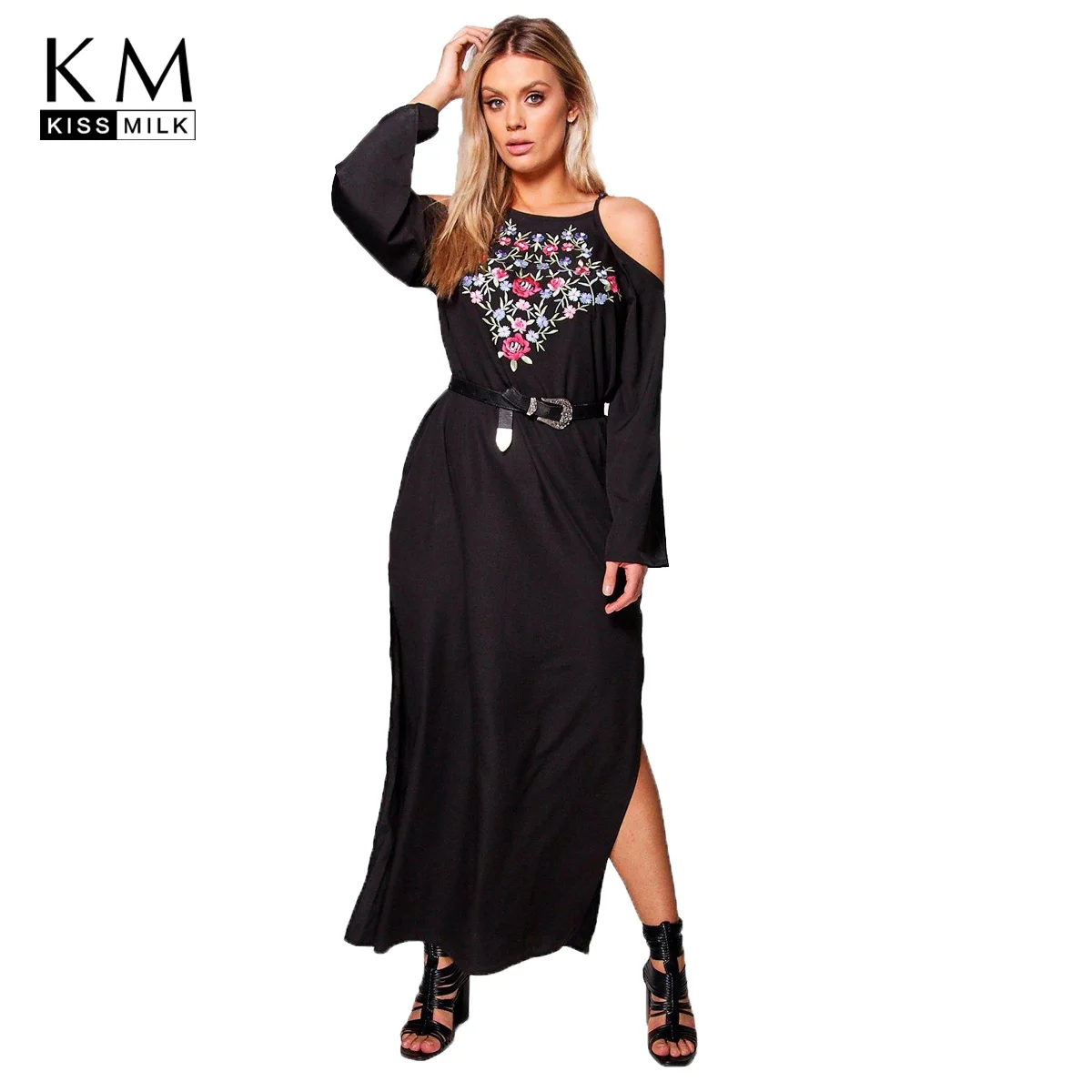 Buy Kissmilk Plus Size Solid Black Sexy Off Shoulder