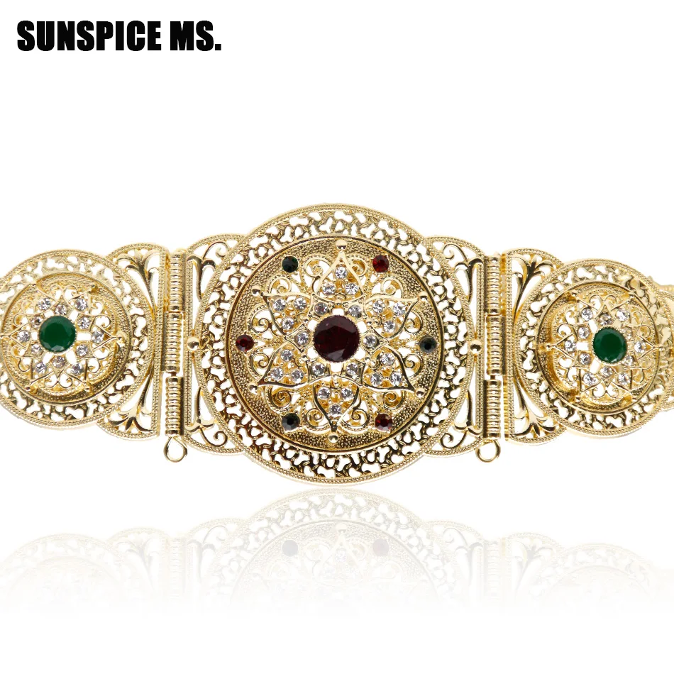 

Luxury Gold Color Metal Waist Chain Belt Wedding Jewelry Belly Chains Hollow Flower Button Adjustable Length Indian Bijoux 2018