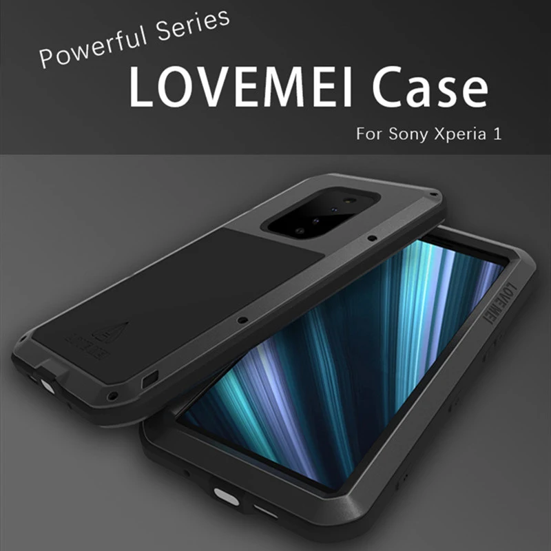 

LOVEMEI Powerful Metal Waterproof Cover For Sony Xperia 1 Case Shockproof Aluminum Full Body Back Cover Defender Phone Case