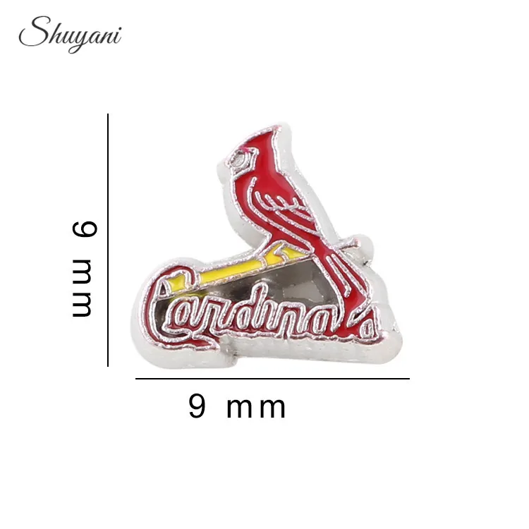 

20pcs/lot Fashion Alloy Enamel St.Louis Cardinals Charms Logo Sports Team Floating Locket Charm for Glass Locket