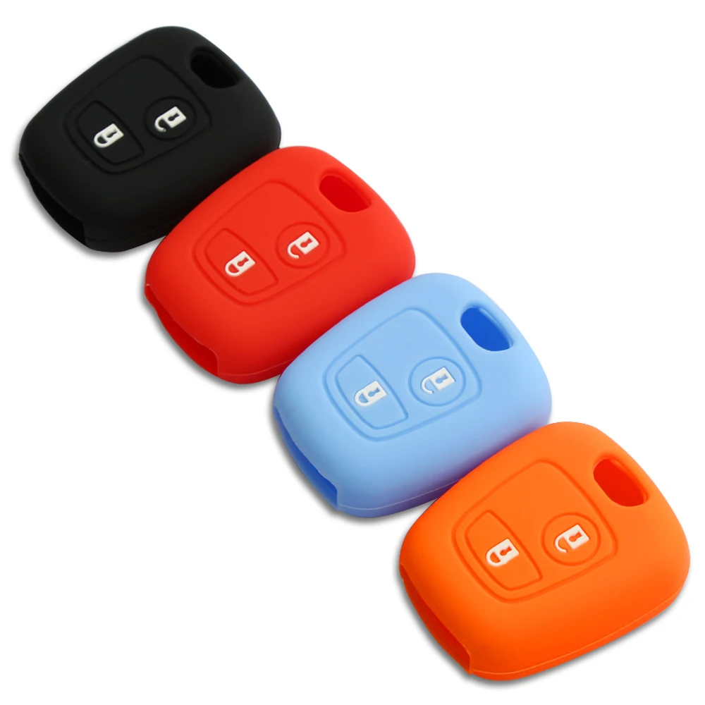 

2 Button Silicone Case For Peugeot 107 206 307 207 408 For Citroen c1 c2 c3 c4 Berlingo Xsara Picasso Straight Key