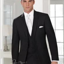 Обычный заказ черный мужчины костюм, Сделанные на заказ костюм, Мужчины в свадьба костюм, 2 кнопки приталенный подходящие жениха смокинг для мужчины