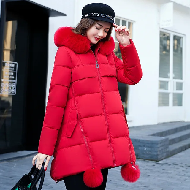 Winter Thickening Cotton Padded Jacket Women Hooded Parka