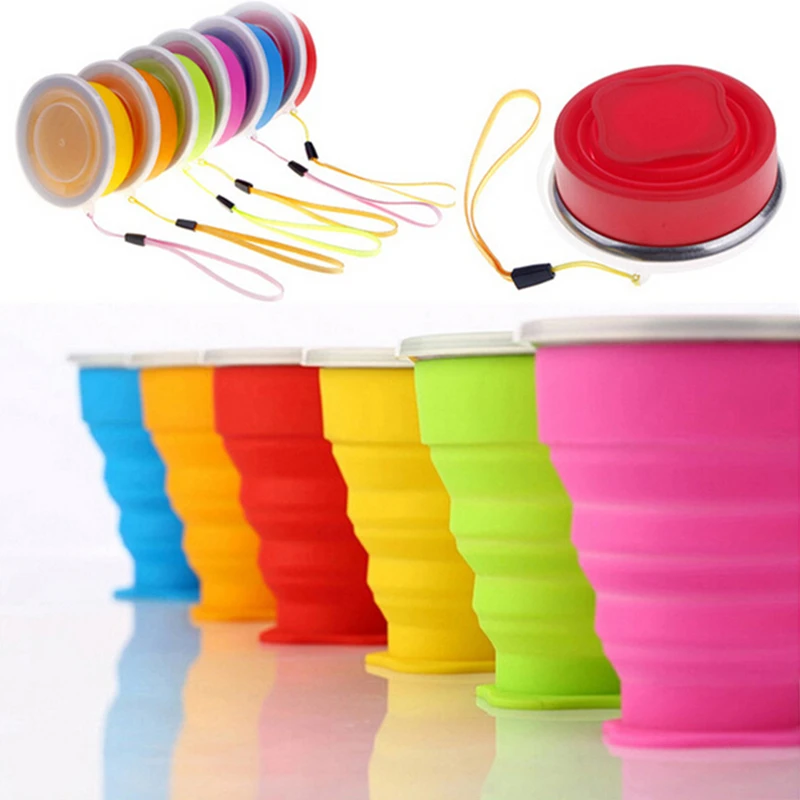 

200ML Portable Silicone Telescopic Folding Cup Outdoor Retractable Collapsible Water Cups Travel Camping Coffee Teacup Tooth Bug