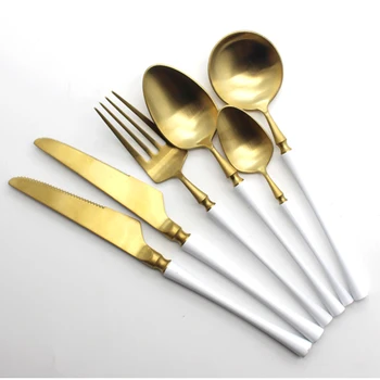 

Stainless Steel Matt Golden Cutlery Set Dinnerware Tableware Dinner Knife Fork Western Foods Tools Kitchen Accessories