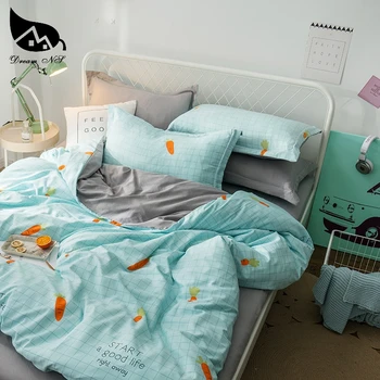 

Dream NS Blue Bedding Set Washed Cotton Super Soft Nordic Simple Carrot Quilt Duvet Pillowcase Warm Home Bedroom Cover Set