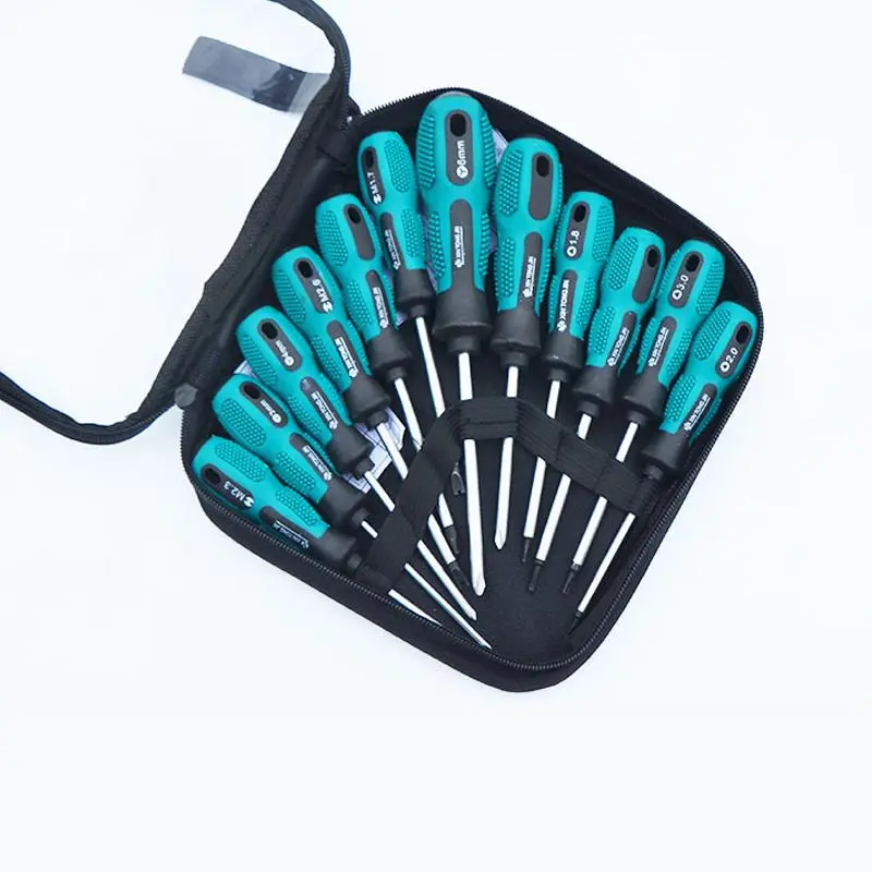 

12Pcs Insulated PP Handle Screwdriver Set Multi-function Screw Drivers Home Electrician Manual Repair Tools with Storage bag