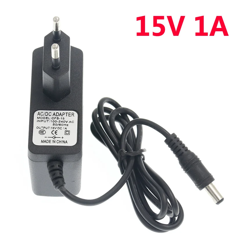 1Pcs DC 15V 1A \u00261000mA AC 100 240V Converter Adapter Power Supply 15V1A EU  Plug 5.5mm x 2.1mm|15v 1a|dc 15vpower converter adapter - AliExpress