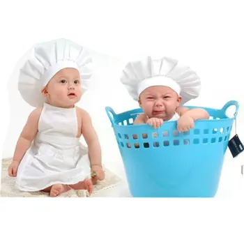 

2020 Chef Style Props Newborn Baby Muts Cotton Material Hat+Cloth 2PCS/Set Baby Photo Props Cute Unisex Baby Costume Photography