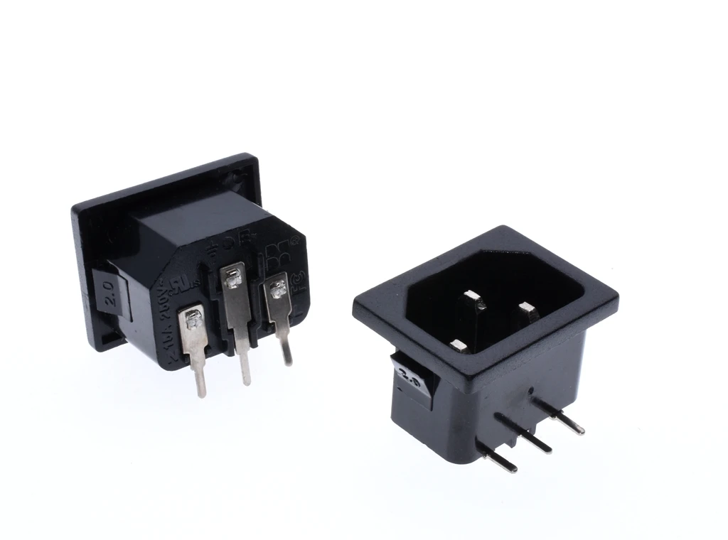 10 шт. AC 250V 10A IEC 60320 C14 Мужская вилка правый угол 3 шпильки PCB Панель Мощность входной