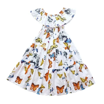 

Summer Maxi Dresses For Girls Sundress Off Shoulder Butterfly Floral Kids Bohemian Beach Dress Children Princess Party Dresses