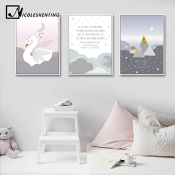 

Baby Girl Nursery Wall Art Canvas Poster Cartoon Print Painting Nordic Kid Decoration Picture Children Bedroom Living Room Decor