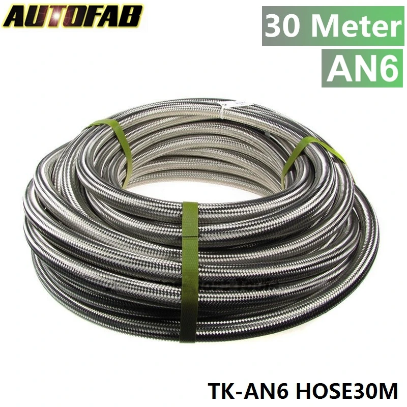 

6 AN Stainless Steel Braided Fuel / Oil Line Hose AN6 Silver Sold Per 30Metre AF-AN6 HOSE30M
