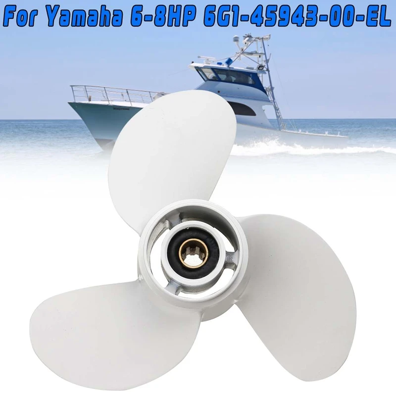 New-Boat Propeller 6G1-45943-00-El 8 1/2 X 7 1/2 For Yamaha Outboard Engine 6-8Hp Aluminum Alloy 3 Blades R Rotation 7 Spline