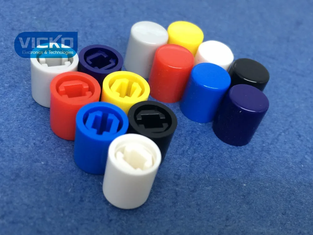 

[VK] 70 Pcs A11 8.5*10.5mm 3.1mm Tactile Push Button Switch Cap,Push switch button Cap for uni-directional seven color