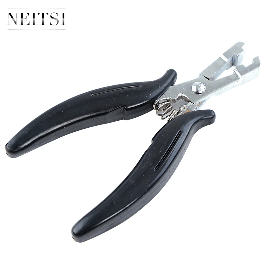 Neitsi 1PC Professional Flat Shape Pliers Tools For Keratin Hair Extensions Micro Link Pliers Black Color neitsi one set professional hair extensions tools 1pc black control temperature connector 50pcs nail u tips 3 colors option