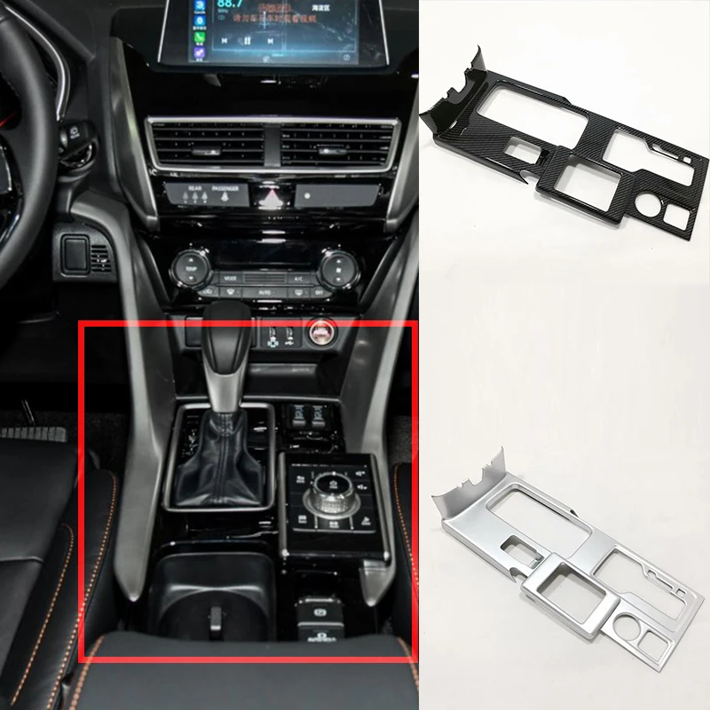 

For Mitsubishi Eclipse Cross 2017 2018 ABS Matte/Carbon fibre LHD Car gear shift knob frame Decoration cover trim Car styling